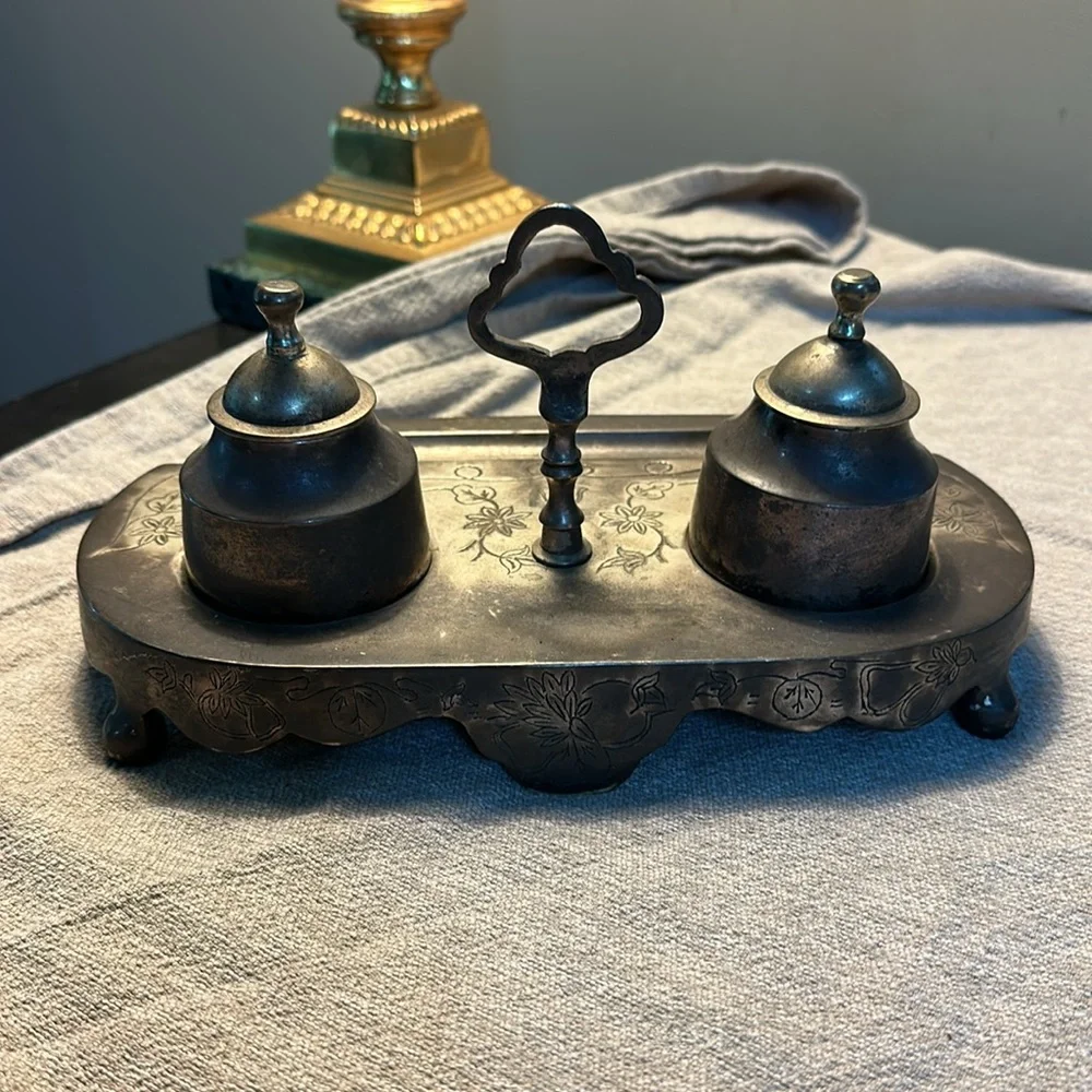 Vintage Brass Inkwell from India 🇮🇳